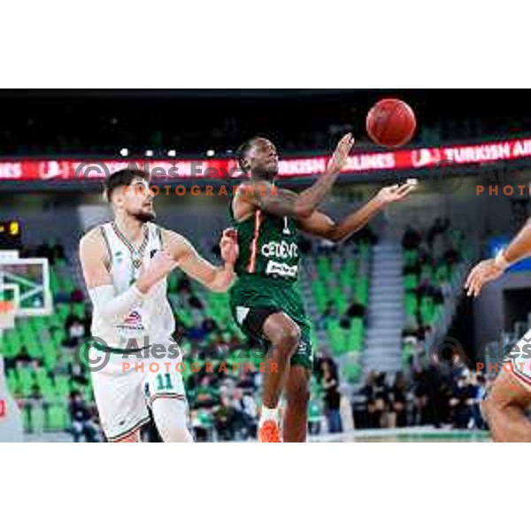 in action during BKT EuroCup 2025/2026 basketball match between Cedevita Olimpija (SLO) and Slask Wroclaw (POL) in SRC Stozice, Ljubljana, Slovenia on December 4, 2025. Photo: Filip Barbalic