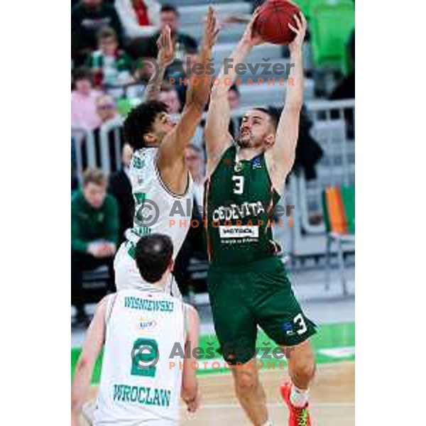 in action during BKT EuroCup 2025/2026 basketball match between Cedevita Olimpija (SLO) and Slask Wroclaw (POL) in SRC Stozice, Ljubljana, Slovenia on December 4, 2025. Photo: Filip Barbalic