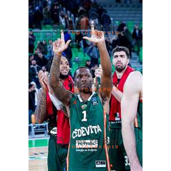 in action during BKT EuroCup 2025/2026 basketball match between Cedevita Olimpija (SLO) and Slask Wroclaw (POL) in SRC Stozice, Ljubljana, Slovenia on December 4, 2025