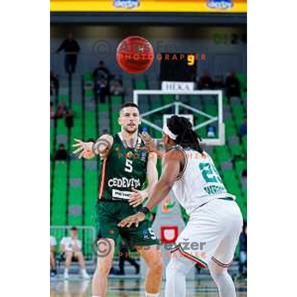 Aleksej Nikolic in action during BKT EuroCup 2025/2026 basketball match between Cedevita Olimpija (SLO) and Slask Wroclaw (POL) in SRC Stozice, Ljubljana, Slovenia on December 4, 2025