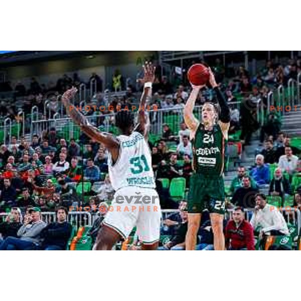 in action during BKT EuroCup 2025/2026 basketball match between Cedevita Olimpija (SLO) and Slask Wroclaw (POL) in SRC Stozice, Ljubljana, Slovenia on December 4, 2025