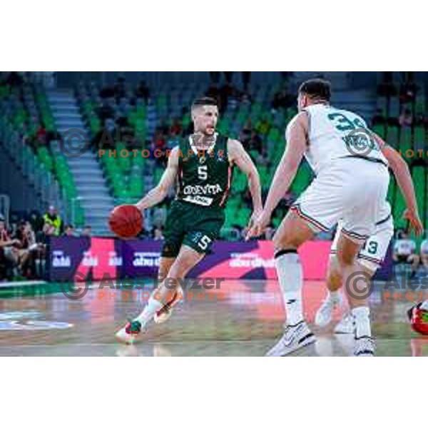 Aleksej Nikolic in action during BKT EuroCup 2025/2026 basketball match between Cedevita Olimpija (SLO) and Slask Wroclaw (POL) in SRC Stozice, Ljubljana, Slovenia on December 4, 2025