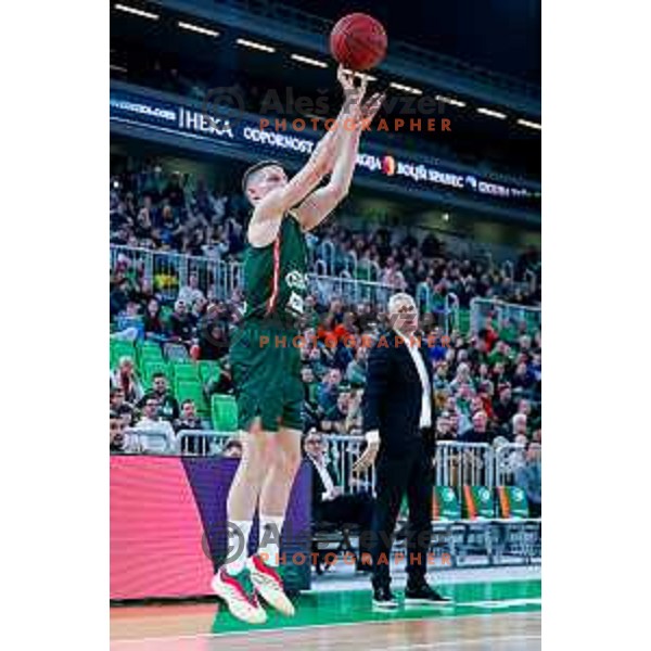 Aleksej Nikolic in action during BKT EuroCup 2025/2026 basketball match between Cedevita Olimpija (SLO) and Slask Wroclaw (POL) in SRC Stozice, Ljubljana, Slovenia on December 4, 2025