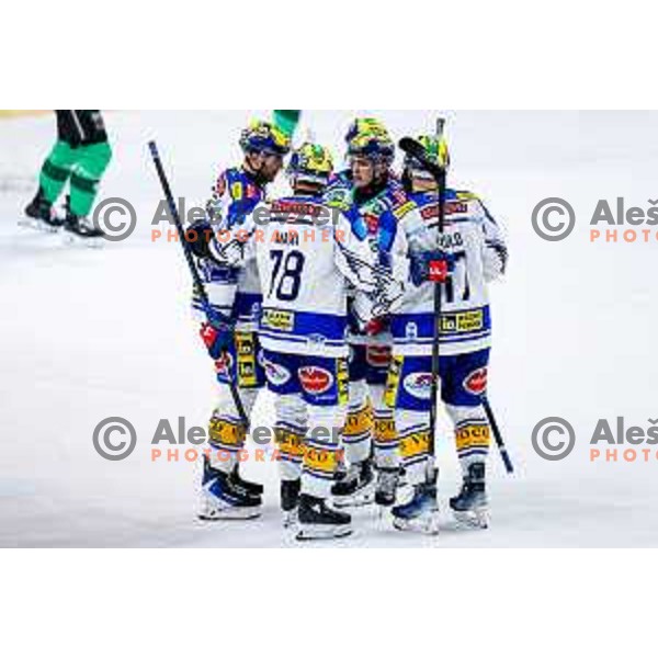 of SZ Olimpija in action during IceHL 2025/2026 ice-hockey match between SZ Olimpija and VSV in Tivoli Hall, Ljubljana, Slovenia on December 5, 2025