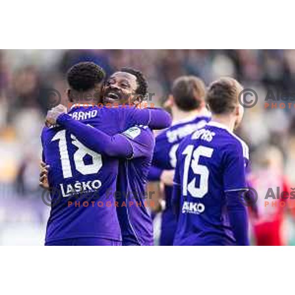 Jean Michael Seri celebrates goal during Prva liga Telemach 2025/26 football match between NK Maribor and NK Aluminij in Ljudski vrt, Maribor, Slovenia on December 6, 2025. Photo: Jure Banfi