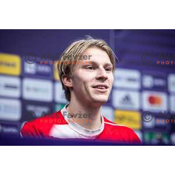 Vid Koderman at the press conference after Prva liga Telemach 2025/26 football match between NK Maribor and NK Aluminij in Ljudski vrt, Maribor, Slovenia on December 6, 2025. Photo: Jure Banfi