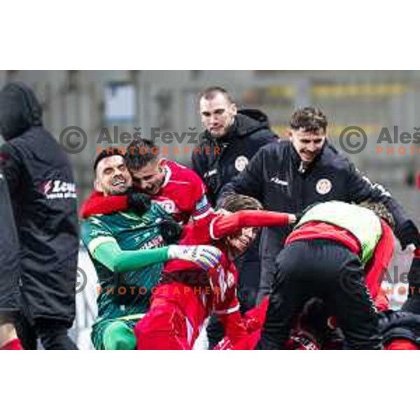 Matjaz Rozman celebrates victory during Prva liga Telemach 2025/26 football match between NK Maribor and NK Aluminij in Ljudski vrt, Maribor, Slovenia on December 6, 2025. Photo: Jure Banfi