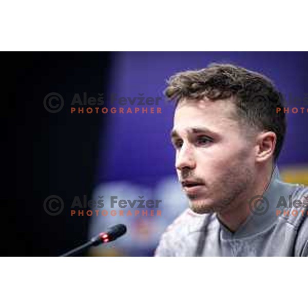Jan Repas at the press conference after Prva liga Telemach 2025/26 football match between NK Maribor and NK Aluminij in Ljudski vrt, Maribor, Slovenia on December 6, 2025. Photo: Jure Banfi