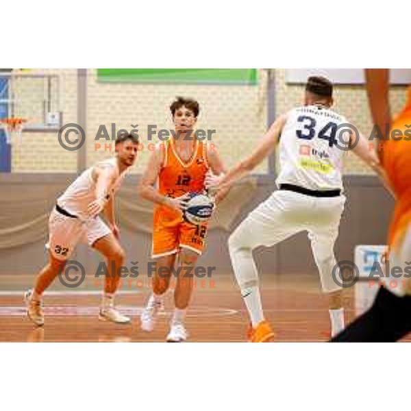 Mark Morano Mahmutovic in action during OTP Bank League basketball match between Triglav and Kansai Helios in Planina Hall, Kranj, Slovenia on December 6, 2025