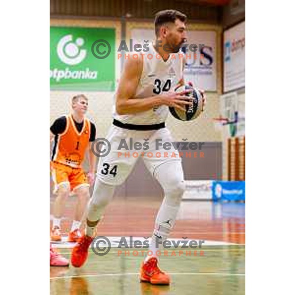 Miha Muratovic in action during OTP Bank League basketball match between Triglav and Kansai Helios in Planina Hall, Kranj, Slovenia on December 6, 2025