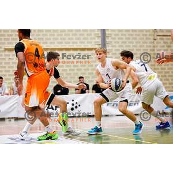 Crt Cabrilo in action during OTP Bank League basketball match between Triglav and Kansai Helios in Planina Hall, Kranj, Slovenia on December 6, 2025