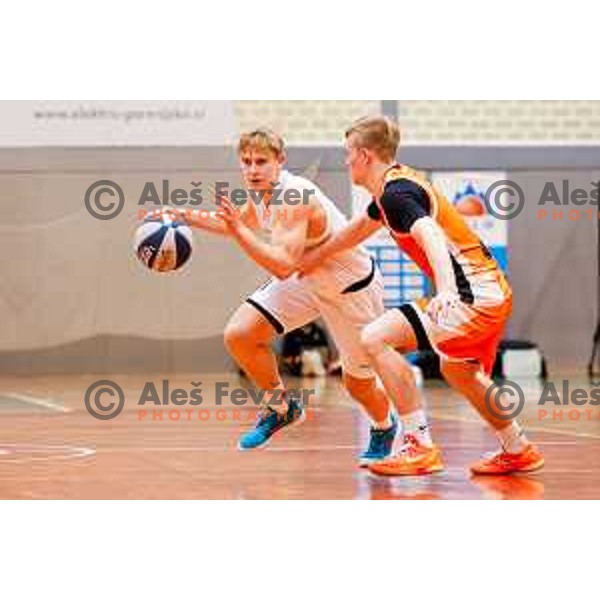 Crt Cabrilo in action during OTP Bank League basketball match between Triglav and Kansai Helios in Planina Hall, Kranj, Slovenia on December 6, 2025