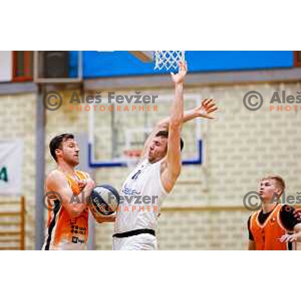 in action during OTP Bank League basketball match between Triglav and Kansai Helios in Planina Hall, Kranj, Slovenia on December 6, 2025
