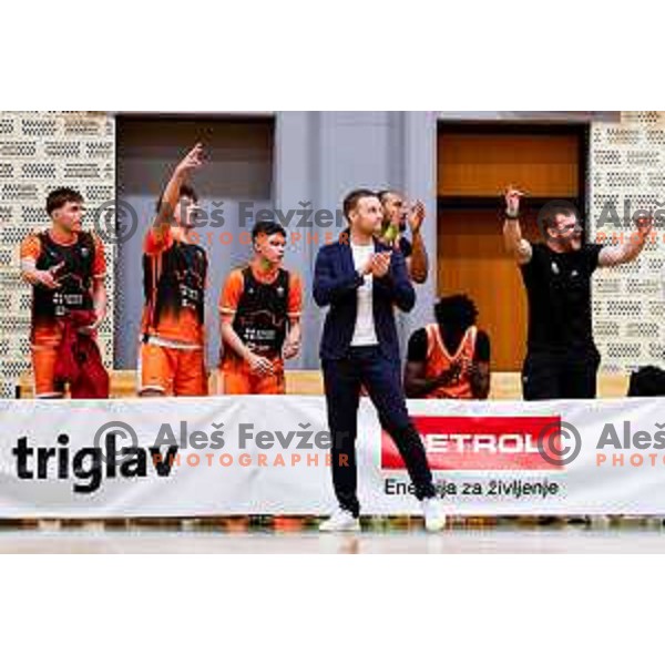 in action during OTP Bank League basketball match between Triglav and Kansai Helios in Planina Hall, Kranj, Slovenia on December 6, 2025