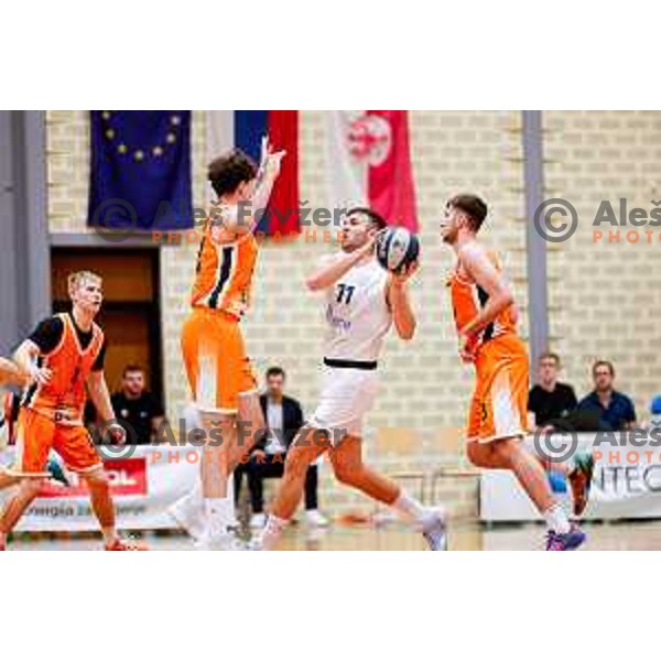 in action during OTP Bank League basketball match between Triglav and Kansai Helios in Planina Hall, Kranj, Slovenia on December 6, 2025