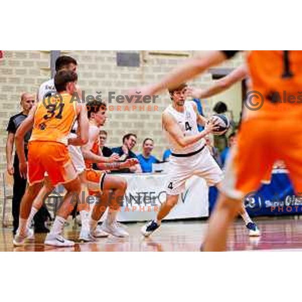 in action during OTP Bank League basketball match between Triglav and Kansai Helios in Planina Hall, Kranj, Slovenia on December 6, 2025