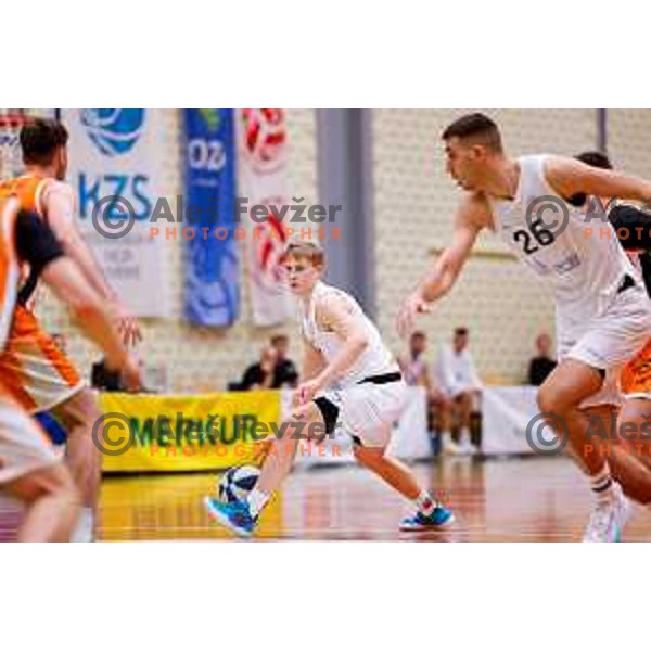 Crt Cabrilo in action during OTP Bank League basketball match between Triglav and Kansai Helios in Planina Hall, Kranj, Slovenia on December 6, 2025