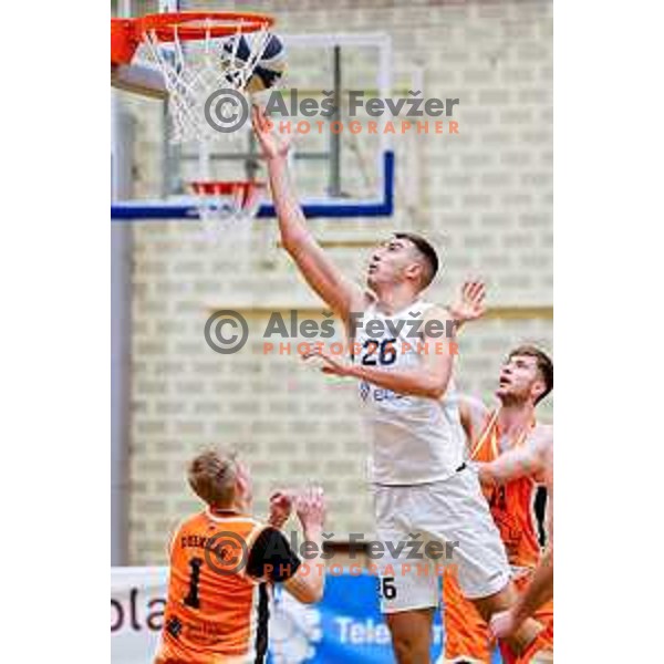in action during OTP Bank League basketball match between Triglav and Kansai Helios in Planina Hall, Kranj, Slovenia on December 6, 2025