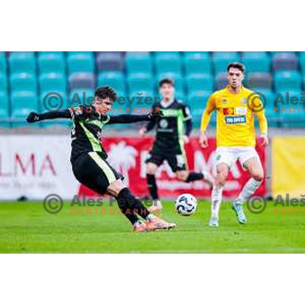 in action during Prva liga Telemach 2025/2026 football match between Bravo Big Bang and Olimpija in Ljubljana, Slovenia on December 7, 2025
