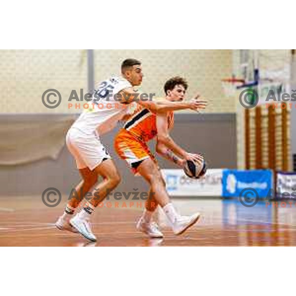 Mark Morano Mahmutovic in action during OTP Bank League basketball match between Triglav and Kansai Helios in Planina Hall, Kranj, Slovenia on December 6, 2025