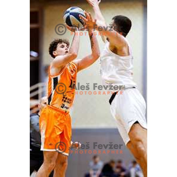 Mark Morano Mahmutovic in action during OTP Bank League basketball match between Triglav and Kansai Helios in Planina Hall, Kranj, Slovenia on December 6, 2025