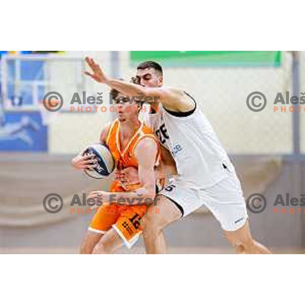 Mark Morano Mahmutovic in action during OTP Bank League basketball match between Triglav and Kansai Helios in Planina Hall, Kranj, Slovenia on December 6, 2025