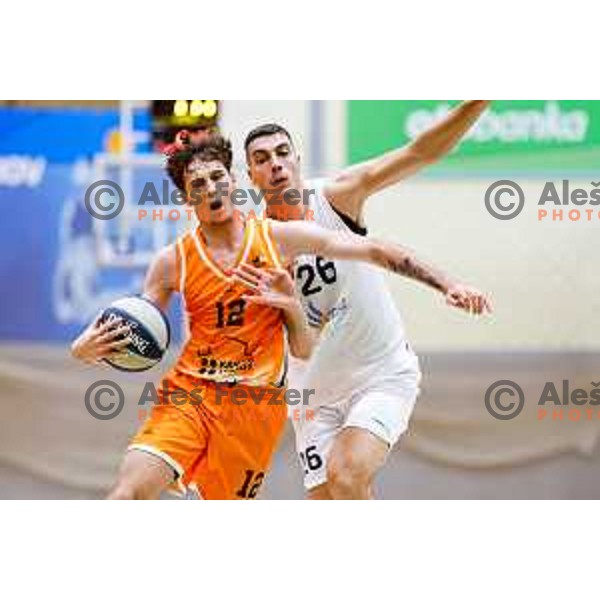 Mark Morano Mahmutovic in action during OTP Bank League basketball match between Triglav and Kansai Helios in Planina Hall, Kranj, Slovenia on December 6, 2025