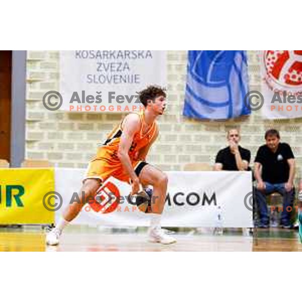 Mark Morano Mahmutovic in action during OTP Bank League basketball match between Triglav and Kansai Helios in Planina Hall, Kranj, Slovenia on December 6, 2025