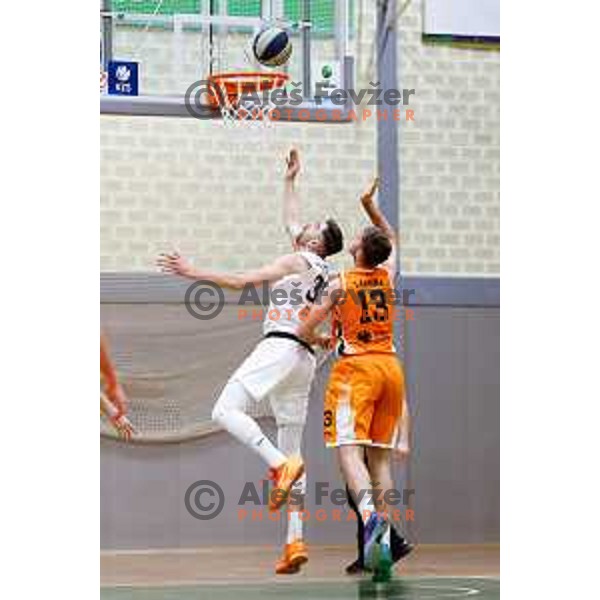 in action during OTP Bank League basketball match between Triglav and Kansai Helios in Planina Hall, Kranj, Slovenia on December 6, 2025