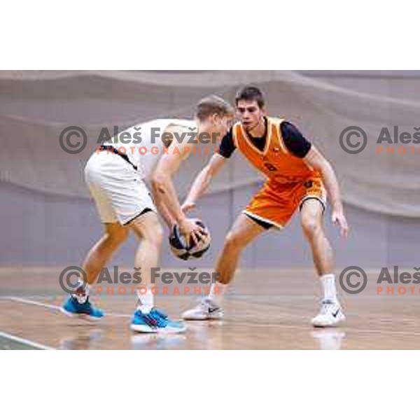 in action during OTP Bank League basketball match between Triglav and Kansai Helios in Planina Hall, Kranj, Slovenia on December 6, 2025