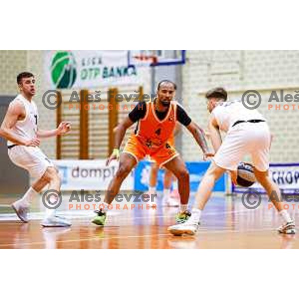 in action during OTP Bank League basketball match between Triglav and Kansai Helios in Planina Hall, Kranj, Slovenia on December 6, 2025