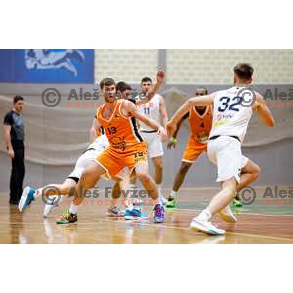 in action during OTP Bank League basketball match between Triglav and Kansai Helios in Planina Hall, Kranj, Slovenia on December 6, 2025