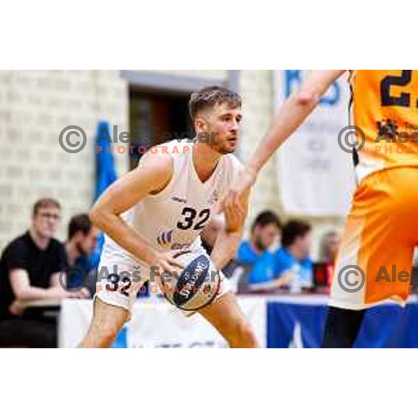 Jost Flerin in action during OTP Bank League basketball match between Triglav and Kansai Helios in Planina Hall, Kranj, Slovenia on December 6, 2025