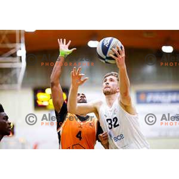 Jost Flerin in action during OTP Bank League basketball match between Triglav and Kansai Helios in Planina Hall, Kranj, Slovenia on December 6, 2025