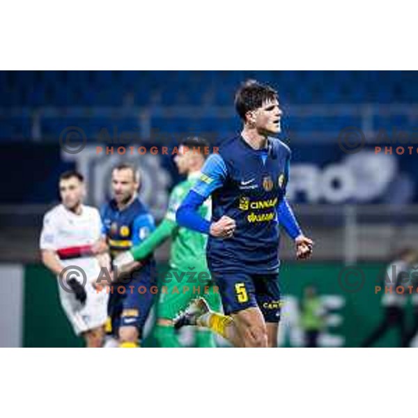 Gasper Vodeb celebrates goal during Prva liga Telemach 2025/26 football match between NK Celje and NK Primorje in Stadion z’dezele, Celje, Slovenia on December 7, 2025. Photo: Jure Banfi
