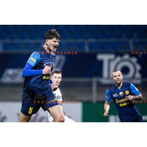 Gasper Vodeb celebrates goal during Prva liga Telemach 2025/26 football match between NK Celje and NK Primorje in Stadion z’dezele, Celje, Slovenia on December 7, 2025. Photo: Jure Banfi