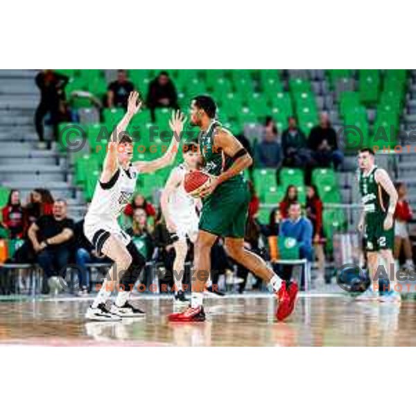 in action during AdmiralBet ABA League 2025/2026 basketball match between Cedevita Olimpija and Perspektiva Ilirija in SRC Stozice, Ljubljana, Slovenia on December 7, 2025