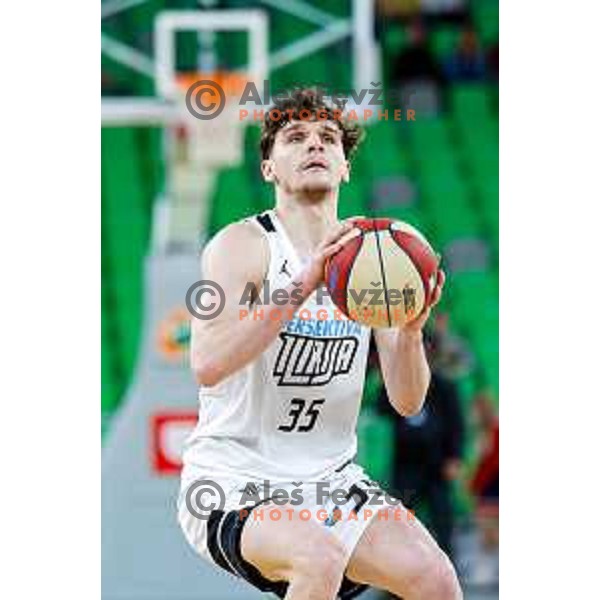 in action during AdmiralBet ABA League 2025/2026 basketball match between Cedevita Olimpija and Perspektiva Ilirija in SRC Stozice, Ljubljana, Slovenia on December 7, 2025