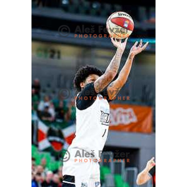 in action during AdmiralBet ABA League 2025/2026 basketball match between Cedevita Olimpija and Perspektiva Ilirija in SRC Stozice, Ljubljana, Slovenia on December 7, 2025