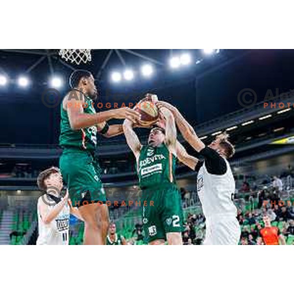 in action during AdmiralBet ABA League 2025/2026 basketball match between Cedevita Olimpija and Perspektiva Ilirija in SRC Stozice, Ljubljana, Slovenia on December 7, 2025
