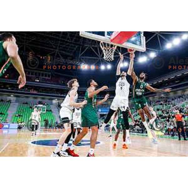 in action during AdmiralBet ABA League 2025/2026 basketball match between Cedevita Olimpija and Perspektiva Ilirija in SRC Stozice, Ljubljana, Slovenia on December 7, 2025