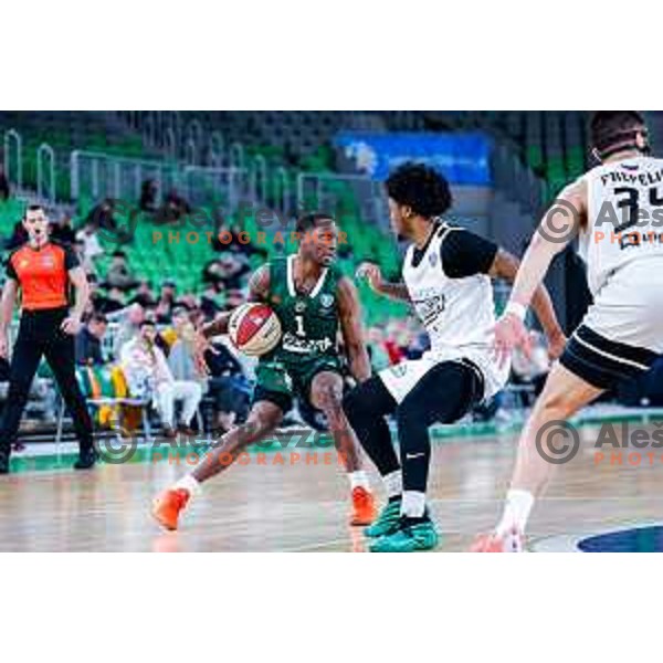 in action during AdmiralBet ABA League 2025/2026 basketball match between Cedevita Olimpija and Perspektiva Ilirija in SRC Stozice, Ljubljana, Slovenia on December 7, 2025