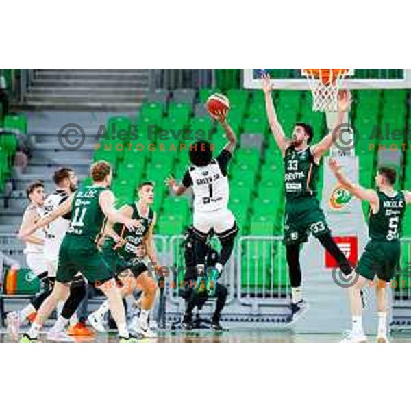 in action during AdmiralBet ABA League 2025/2026 basketball match between Cedevita Olimpija and Perspektiva Ilirija in SRC Stozice, Ljubljana, Slovenia on December 7, 2025