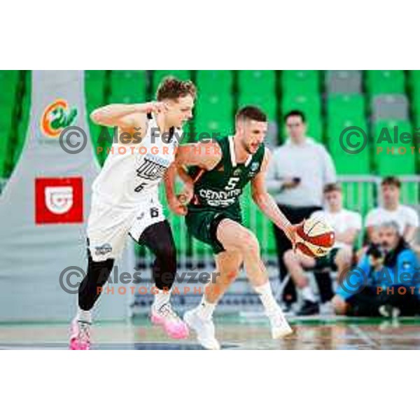 in action during AdmiralBet ABA League 2025/2026 basketball match between Cedevita Olimpija and Perspektiva Ilirija in SRC Stozice, Ljubljana, Slovenia on December 7, 2025