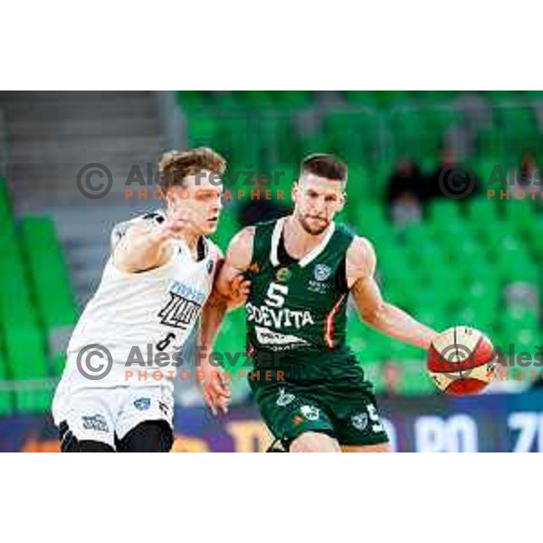 in action during AdmiralBet ABA League 2025/2026 basketball match between Cedevita Olimpija and Perspektiva Ilirija in SRC Stozice, Ljubljana, Slovenia on December 7, 2025