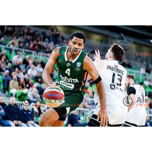 in action during AdmiralBet ABA League 2025/2026 basketball match between Cedevita Olimpija and Perspektiva Ilirija in SRC Stozice, Ljubljana, Slovenia on December 7, 2025