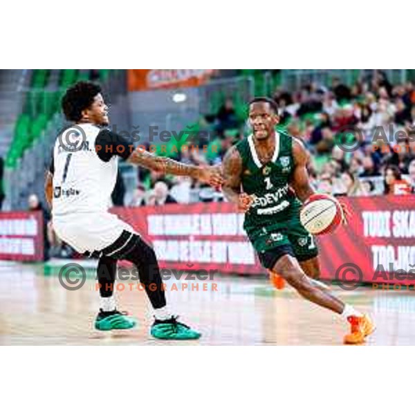 in action during AdmiralBet ABA League 2025/2026 basketball match between Cedevita Olimpija and Perspektiva Ilirija in SRC Stozice, Ljubljana, Slovenia on December 7, 2025