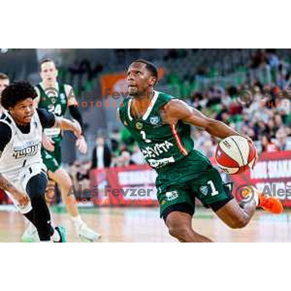in action during AdmiralBet ABA League 2025/2026 basketball match between Cedevita Olimpija and Perspektiva Ilirija in SRC Stozice, Ljubljana, Slovenia on December 7, 2025