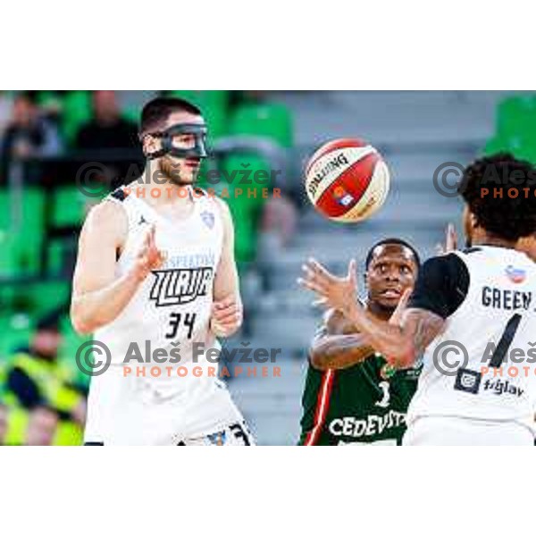 in action during AdmiralBet ABA League 2025/2026 basketball match between Cedevita Olimpija and Perspektiva Ilirija in SRC Stozice, Ljubljana, Slovenia on December 7, 2025