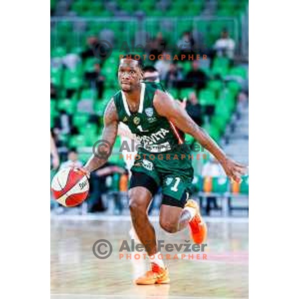 in action during AdmiralBet ABA League 2025/2026 basketball match between Cedevita Olimpija and Perspektiva Ilirija in SRC Stozice, Ljubljana, Slovenia on December 7, 2025